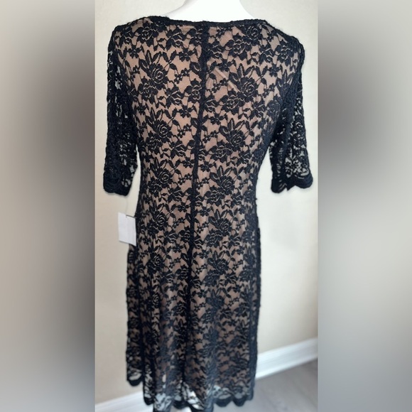 Connected Apparel Cocktail Black Lace Illusion Dress, NWT - Picture 8 of 9